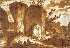 Enfant Dans Un Paysage Rocheux by Johann Georg Wille