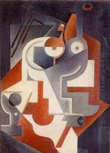 Newspaper, Glass and Pear by Juan Gris