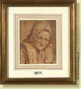 Tetede Vieille Femme Coiffee
D'un Bonnet, Sauguine Brulee Sur Papier.par Pierre Alexandre Wille.
Ecole Francaise. (oeuvre Gravee Pargeorges Wille, Le Pere De Pierre
Alexandre). Dim.: 15,5x12,5cm. by Pierre-Alexandre Wille
