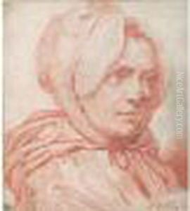 Portrait De Femme Coiffee D'un Bonnet.