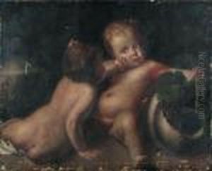 An Allegory Of Autumn: Putti Desporting By A Wine Jar An Allegory Of Autumn: Putti Desporting By A Wine Jar