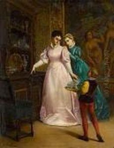 Zwei Junge Damen Und Page by Florent Willems
