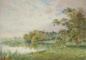 Sheep Grazing By A Lake thumbnail