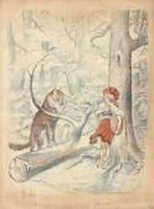 Le Petit Chaperon Rouge. (image Pour L'ecole, No. 2). 1896. by Adolphe Willette