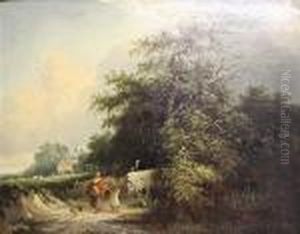 Mother And Child On A Country Lane; Travellersresting