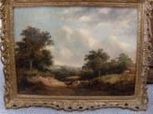 Cattle With Drover In Landscape