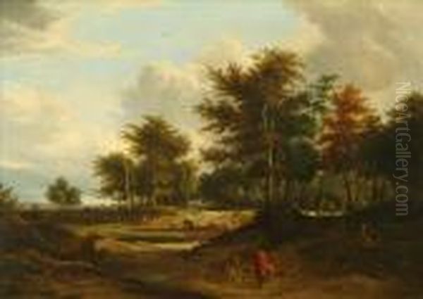 Cattle And Figuresin A Wooded Landscape - view 1