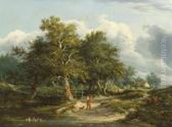 A Man And His Dog In A Landscape - view 1