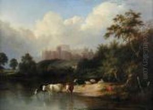 Extensive River Landscape With Windsor Castle