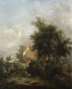 Wash Day At A Woodland Cottage by Edward Jr Williams