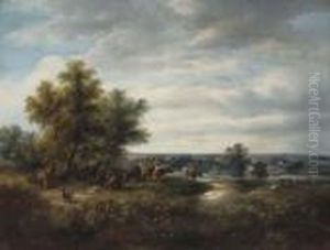 Children With Cattle In A Kent Landscape