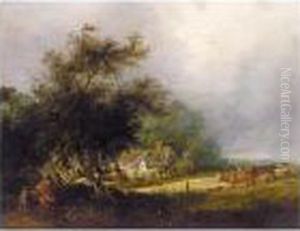A Wooded Landscape With A Cottage by Edward Jr Williams