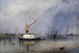 Hay Barge On The Thames Near Greenwich by George Augustus Williams
