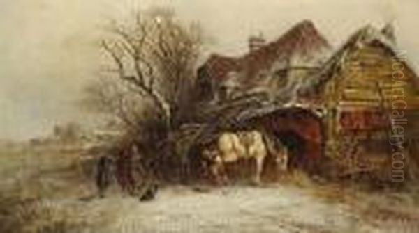 A Blacksmith's Forge In A Winter Landscape - view 1