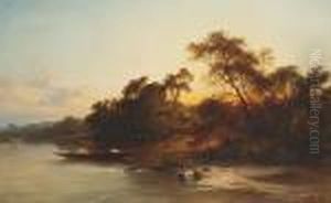 A Bend In The River At Dusk