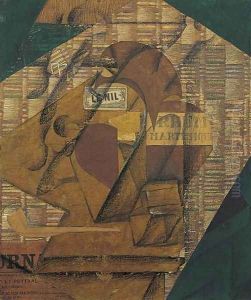 Bottle of Rum and Newspaper by Juan Gris