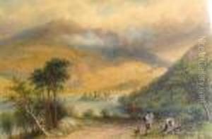 Gathering Firewood By The Shores Of A Highland Loch
