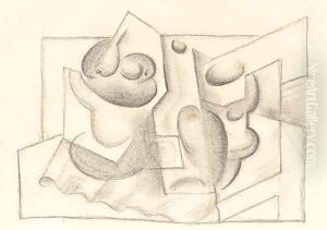 Bouteille, compotier et verre by Juan Gris