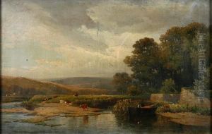 A Pastoral Landscape With Cattle Grazing On Ahillside