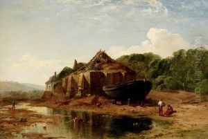 Of Plymouth Estuary Scene With Figures