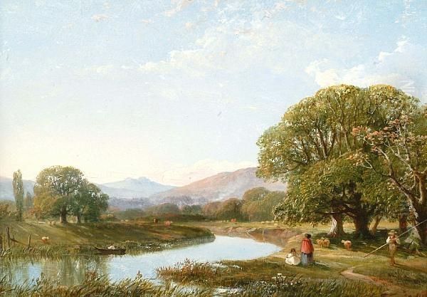 River Landscape With Figures On The Bank - view 1