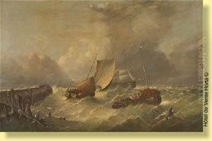 L'arrivee Des Pecheurs Pendant L'orage by William Harry Williamson