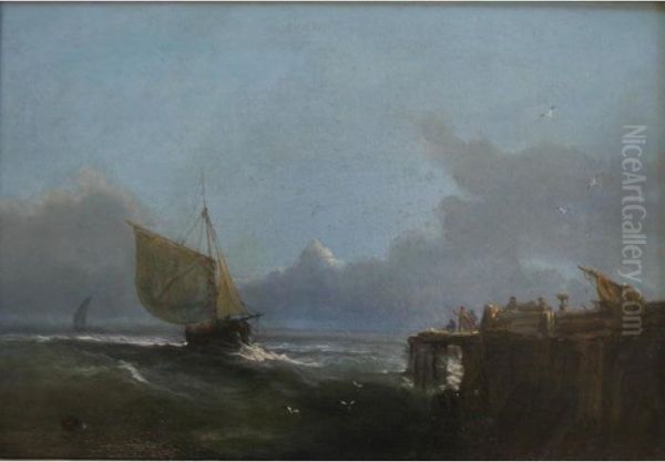 A Fishing Boat Approaching A Jetty - view 1