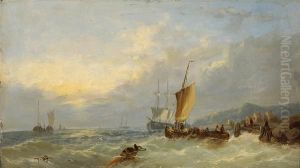 Fishing Boats Off A Coast, And Another Similar by William Harry Williamson