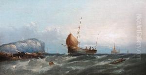 Fishing Vessels Off The Coast At Dawn; Atdusk