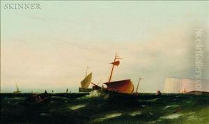 Fishing Boats Off The Coast Of Dover by William Harry Williamson