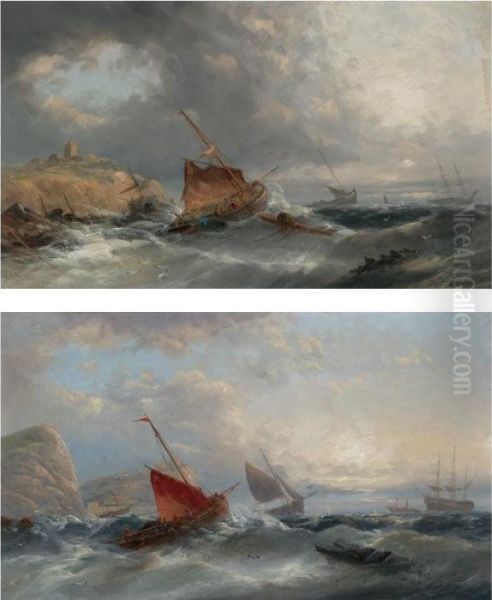 Shipping Off The Coast In Heavy Seas - view 1