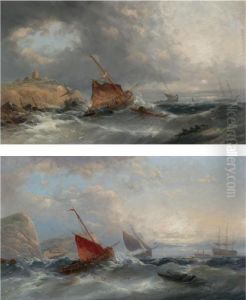 Shipping Off The Coast In Heavy Seas by William Harry Williamson