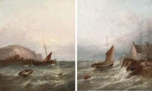Landing In Rough Seas And Returning To The Dock by William Harry Williamson