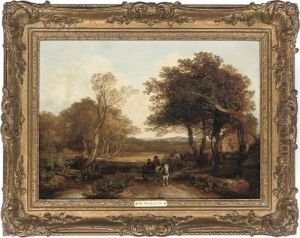 A Horse And Cart On A Path; And A Shepherd With His Flock by Henry Brittan Willis, R.W.S.