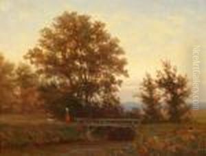 Abendfrieden,ruckseitig Altes Klebeetikett Mit Betitelung by Josef Willroider