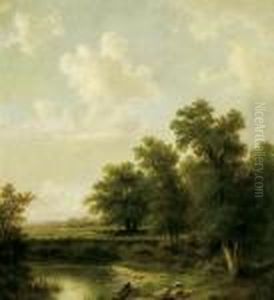 Grose Landschaft Mit Figurlicher Staffage by Josef Willroider