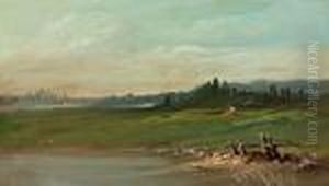 Landschaft Mit Frau Bei Der Feldarbeit by Ludwig Willroider