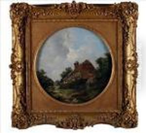 Figures Before Cottages by John James Wilson
