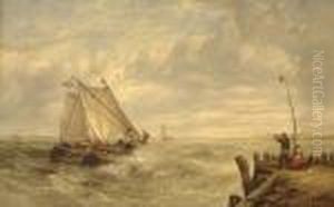 Barges Off The Coast by John James Wilson