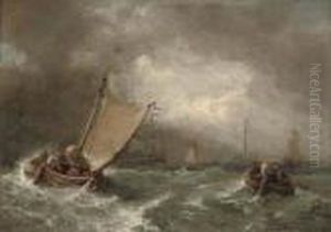 Shortening Sail In A Squall by John James Wilson