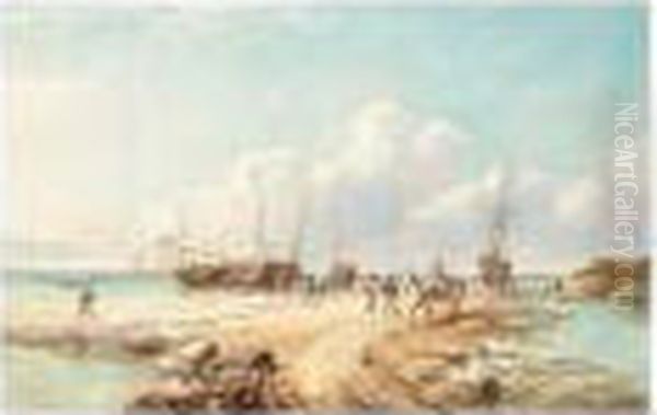 Unloading The Catch, Signed, Oil On Panel, 20 X 30 Cm.; 8 X 11 1/2 In - view 1