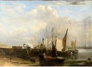 Fishing Boats In An Estuary by John Jock Wilson