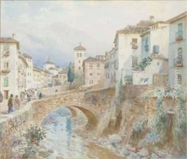 Figures By A Bridge At Granada, Spain - view 1