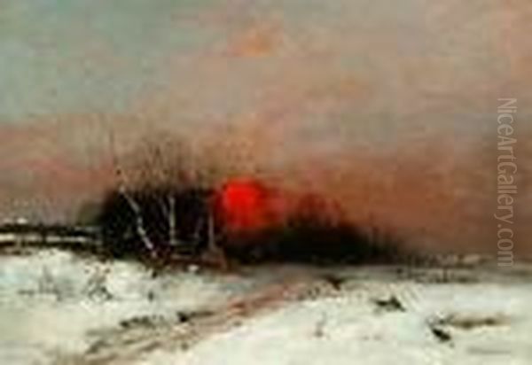 Sunset Over A Snowy Landscape - view 1