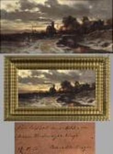 Winterliche Mondscheinlandschaft by Anton Windmaier