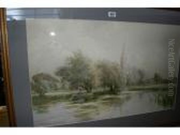 View Of Salisbury Cathedral With A Figure In A Boat On The River In The Foreground - view 1