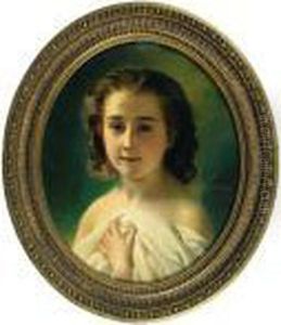 Portrait De Jeune Fille. by Hermann Winterhalter