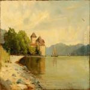 Summer Day At Chillon Castle At The Genfer Lake In Switzerland by Frederik Winther