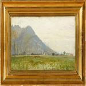 Cows On A Field In Asouthern Landscape by Frederik Winther
