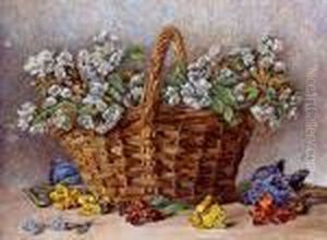 Cesto Di Vimini Con Fiori Di Ciliegio